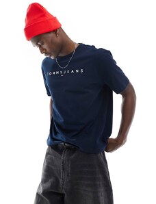 Tommy Jeans - T-shirt vestibilità classica blu navy con logo lineare