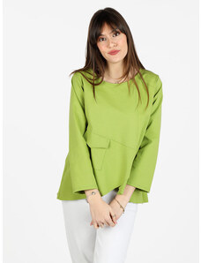 Solada T-shirt Donna Oversize Con Taschino Manica Lunga Verde Taglia Unica