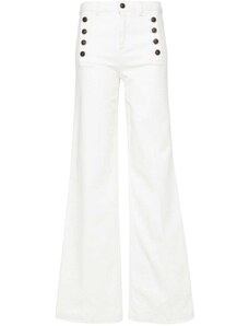 TWINSET Jeans flare bianco co bottoni marinière