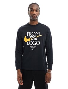 Nike Basketball - T-shirt a maniche lunghe nera con grafica-Nero
