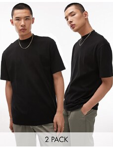 Topman - Confezione da 2 T-shirt oversize nere-Nero
