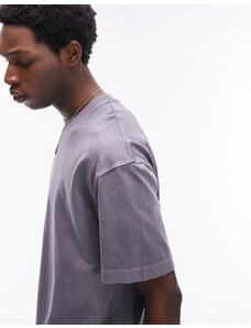 Topman - T-shirt oversize grigio slavato