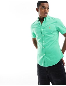 Polo Ralph Lauren - Camicia slim fit a maniche corte in twill color verde medio con logo