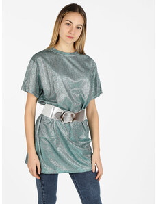Solada Maxi T-shirt Donna Con Glitter Manica Corta Verde Taglia L/xl