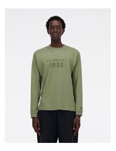 New Balance - Iconic - T-shirt a maniche lunghe verde con grafica stile college