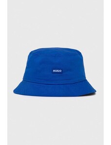 Hugo Blue berretto in cotone colore blu