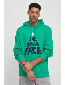 The North Face felpa in cotone uomo colore verde con cappuccio