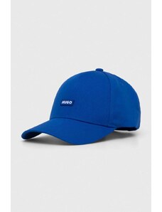 Hugo Blue berretto da baseball in cotone colore blu con applicazione