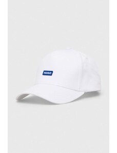 Hugo Blue berretto da baseball in cotone colore bianco con applicazione