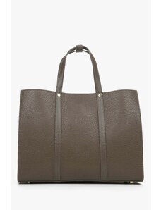 Women's Brown Shopper Bag made of Genuine Leather Estro ER00114411