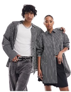COLLUSION Unisex - Camicia oversize in cotone a righe bianche e nere-Nessun colore