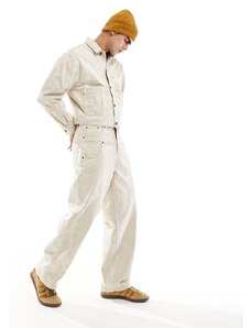 ASOS DESIGN - Jeans larghi écru candeggiato con doppia fascia in vita in coordinato-Bianco