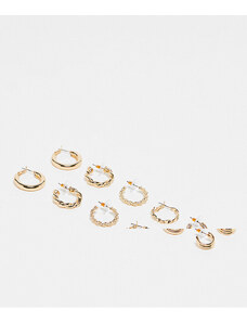 ALDO - Confezione da 6 paia di orecchini a cerchio dorati con texture varie-Oro