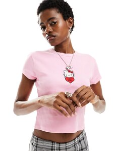 ASOS DESIGN - T-shirt mini rosa con grafica Hello Kitty su licenza