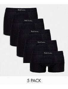 PS Paul Smith Paul Smith - Confezione da 5 boxer aderenti neri con fascia in vita con logo-Nero
