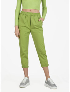 Solada Pantaloni Donna Baggy In Misto Cotone Casual Verde Taglia Unica