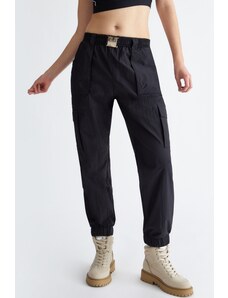 Pantalone cargo nero donna liu jo in nylon 4198 s