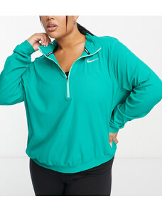Nike Running Plus - Element Seasonal Novelty - Top verde in tessuto Dri-FIT con zip corta