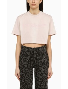 Off-White T-shirt cropped in cotone con logo