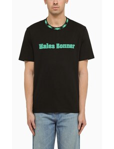 WALES BONNER T-shirt nera in cotone con logo