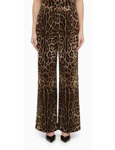Dolce&Gabbana Pantalone stampa leopardo in raso di seta