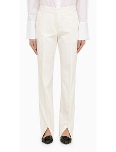 Jil Sander Pantalone bianco in cotone con spacchetti