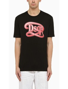 Dsquared2 T-shirt nera in cotone con stampa logo