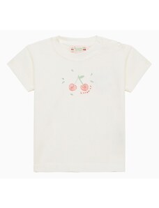 Bonpoint T-shirt bianco latte in cotone con logo