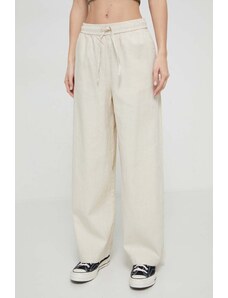 Roxy pantaloni in lino lniane Lekeitio colore beige ERJFB03409
