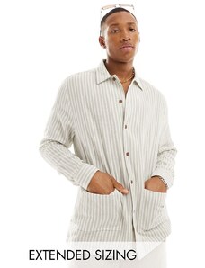 ASOS DESIGN - Camicia comoda beige e bianca a righe-Neutro