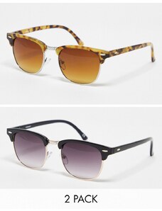 ASOS DESIGN - Confezione di occhiali da sole rétro neri e tartarugati-Multicolore