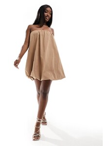 ASOS DESIGN - Ultimate - Vestito corto color cammello con fondo a palloncino-Neutro