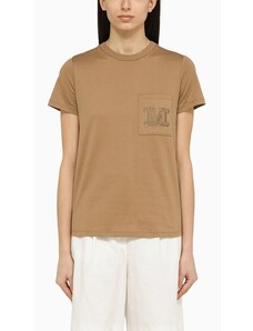 Max Mara T-shirt color argilla in cotone con logo