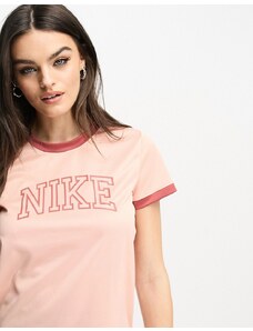 Nike Running - Swoosh Run Dri-FIT - T-shirt rosa con logo stile college