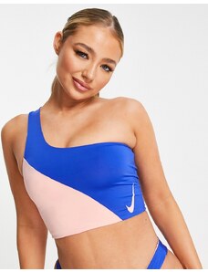 Nike Swimming - Icon - Top bikini monospalla 3 in 1 rosa e blu-Multicolore