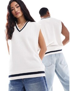 Tommy Jeans - Canotta vestibilità classica unisex bianca con righe a contrasto sui bordi-Bianco
