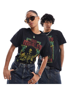 Reclaimed Vintage - T-shirt nera unisex con stampa "Bob Marley"-Nero