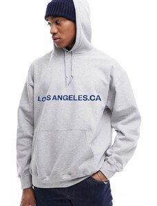ASOS DESIGN - Felpa con cappuccio oversize grigia con scritta "Los Angeles"-Grigio