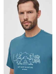 Columbia t-shirt in cotone Explorers Canyon uomo colore blu 2036441