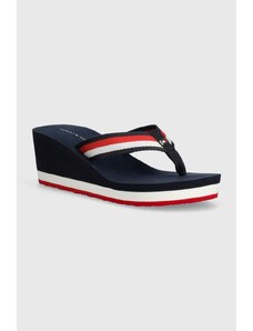 Tommy Hilfiger infradito CORPORATE WEDGE BEACH SANDAL donna colore blu navy FW0FW07987