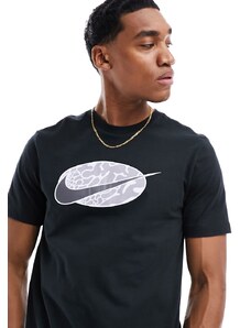 Nike - T-shirt nera con logo grigio-Nero