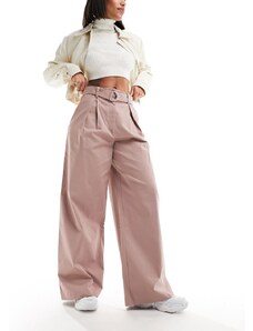 ASOS DESIGN - Pantaloni con fondo ampio e anello a D color visone-Neutro