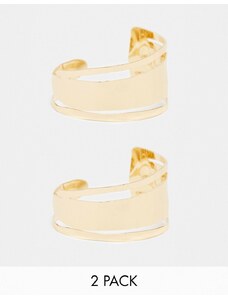 ASOS DESIGN - Confezione da 2 bracciali a fascia dorati con dettagli martellati-Oro