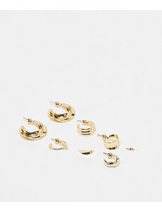 Topshop - Martha - Confezione da 4 orecchini a cerchio misti color oro