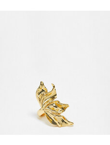 ASOS DESIGN - Edizione limitata - Anello dorato placcato oro 14 k con design a forma di petali