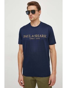 Paul&Shark t-shirt in cotone uomo colore blu navy con applicazione