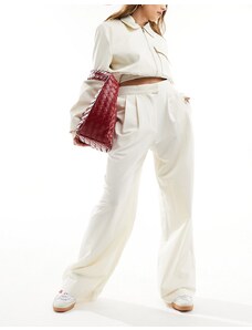 ASOS DESIGN - Pantaloni formali con fondo ampio crema-Bianco