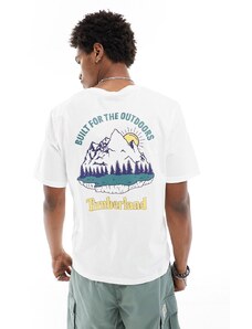 Timberland - T-shirt oversize bianca con stampa di paesaggio di montagna sul retro-Bianco