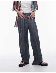 Topshop - Pantaloni a fondo ampio stropicciati plissé grigio antracite
