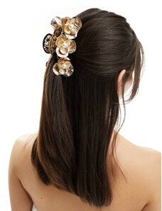ASOS DESIGN - Pinza per capelli dorata con design forma di fiori-Oro